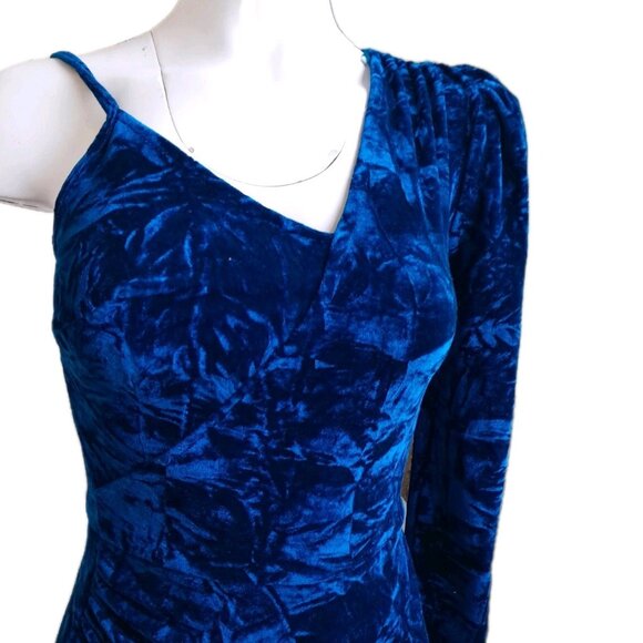 New Club London Y2K Blue Velvet Baby Doll Clubwear Party Size 4 Mini Dress - Picture 3 of 9